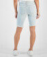 Фото #2 товара Petite Raw-Edge Denim Bermuda Shorts, Created for Macy's