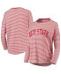 ფოტო #2 პროდუქტის Women's Scarlet and White Ohio State Buckeyes Melange Striped Boxy Long Sleeve T-shirt