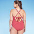 Фото #3 товара Women's Wide Ribbed Ring Medium Coverage One Piece Swimsuit - Kona Sol Red S