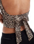 Stradivarius open back top with tie back in leopard