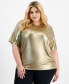 ფოტო #1 პროდუქტის Trendy Plus Size Shine Drop-Shoulder T-Shirt, Created for Macy's