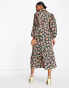 Фото #4 товара Nobody's Child Henrietta oversize smock midi dress in green floral print