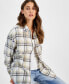 Juniors' Girlfriend Frayed-Hem Plaid Shirt