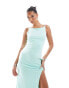 Фото #4 товара ASOS DESIGN slash neck maxi dress with strappy back in mint