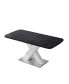 Фото #4 товара Modern Square Dining Table, Stretchable, Printed Black Marble Tabletop, X-Shaped Metal Base
