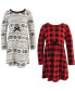 ფოტო #1 პროდუქტის Big Girls Organic Cotton Long-Sleeve Dresses 2pk, Buffalo Plaid