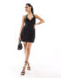 Фото #1 товара Missyempire halterneck plunge button through mini dress in black