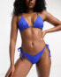 ASOS DESIGN mix and match rib tie side v bikini bottom in cobalt blue кобальтовый, 46 - фото #1