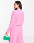 Flounce London Tall satin cropped blazer in pink co-ord