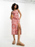 ASOS DESIGN cupped cowl midi sundress with ruching detail in bandana print