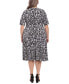 Фото #2 товара Plus Size Floral-Print Short-Sleeve Midi Dress