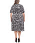 ფოტო #2 პროდუქტის Plus Size Floral-Print Short-Sleeve Midi Dress