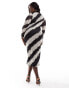 New Look Curve long sleeve midi dress in black stripe