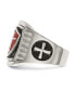 Stainless Steel Antiqued Polished Red Enamel Cross Shield Ring