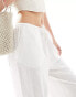 Фото #2 товара ASOS DESIGN Tall wide leg pull on trouser with linen in white