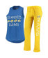 ფოტო #1 პროდუქტის Women's Gold, Royal Los Angeles Rams Muscle Tank Top and Pants Sleep Set