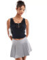 Miss Selfridge sleeveless top with lace and button detail in black