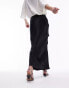 Topshop satin maxi bias skirt in black