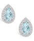 ფოტო #3 პროდუქტის Aquamarine (1-3/8 ct. t.w.) and Diamond (1/3 ct. t.w.) Halo Stud Earrings in 14K White Gold