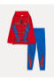 Kapüşonlu Spiderman Baskılı Uzun Kollu Erkek Çocuk Tişört ve Eşofman Altı