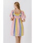 Women's Multi Color Stripe Babydoll Dress