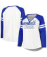 ფოტო #1 პროდუქტის Women's Royal, White Indianapolis Colts Plus Size True to Form Lace-Up V-Neck Raglan Long Sleeve T-shirt