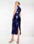 Forever New shard sequin midi dress in cobalt