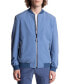 Фото #1 товара Men's Slim Fit Perforated Zip-Front Bomber Jacket