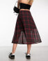 Wednesday's Girl checked chiffon midi skirt in red