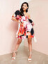 ASOS LUXE one shoulder puff sleeve mini dress with corset detail in floral print 34 - фото #8