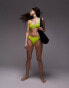 Topshop mix and match crinkle high leg bikini bottoms in lime