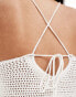 Mango knitted halter crochet top in white