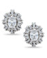 Cubic Zirconia Baguette Halo Stud Earrings in Sterling Silver, Created for Macy's