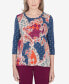 ფოტო #1 პროდუქტის Classic Paisley Patchwork Knotted Crew Neck Top