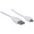 Фото #4 товара Manhattan USB-A to Micro-USB Cable - 1.8m - Male to Male - 480 Mbps (USB 2.0) - Hi-Speed USB - White - Lifetime Warranty - Polybag - 1.8 m - USB A - Micro-USB B - USB 2.0 - Male/Male - White