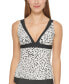 Фото #1 товара Dkny Women s Printed Tankini Top Swimwear White Size Small