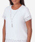 Women's Charleston Lace Border Details with Detachable Necklace T-shirt