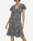 Фото #6 товара Women's Paisley-Print V-Neck Flutter-Sleeve Dress