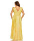 ფოტო #2 პროდუქტის Plus Size Flutter Sleeve Pleated V-Neck Gown