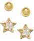ფოტო #1 პროდუქტის 10k Gold Earrings Set, Cubic Zirconia Accent Star and Ball Stud Earrings