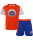 ფოტო #2 პროდუქტის Newborn and Infant Boys and Girls Orange, Royal New York Mets Pinch Hitter T-shirt and Shorts Set
