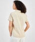 ფოტო #2 პროდუქტის Women's Linen-Blend Short-Sleeve Button-Front Shirt