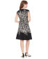 ფოტო #4 პროდუქტის Petite Printed Split-Neck Fit & Flare Dress