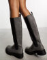 Фото #8 товара Monki knee high boot in dark grey distressed