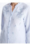 LCW Grace Kaçık Yaka Nakışlı Uzun Kollu Kadın Bluz