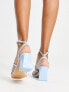 ALDO – Miran – Sandaletten in hellblauer Lackoptik mit Blockabsatz