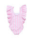 ფოტო #3 პროდუქტის Pink Stripe Wide Frill Swimsuit