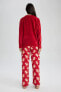 Фото #12 товара Fall In Love Yılbaşı Temalı Uzun Kollu Polar Pijama Takımı A3369ax23wn