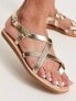 South Beach strappy sandal with padded sole in gold