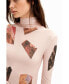 ფოტო #3 პროდუქტის Women's Slim high neck collage T-shirt